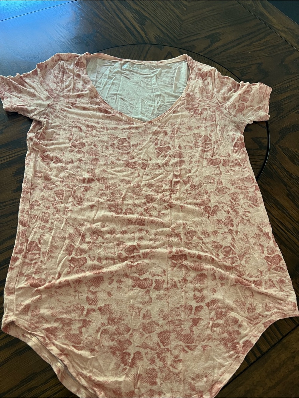 Mudd Pink White Marbled Knit Scoop Neck Short Sleeve T-Shirt Women’s M # 523